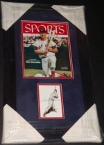 Ted Williams Framed SI cover and Signed Post Card (Boston Red Sox)